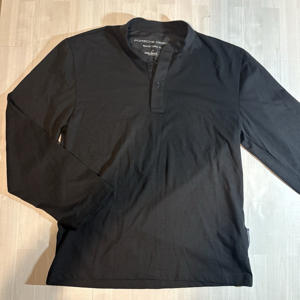 Van Laack Porsche Design Special Edition T Shirt Men's Size S Black Long Sleeve